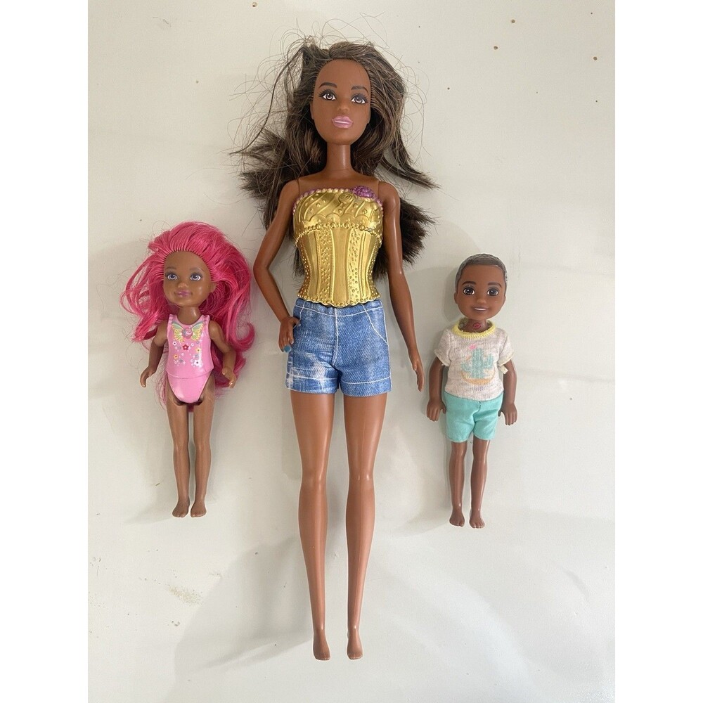Barbie African American Black Kids & Mother Set Boy Girl Kid Doll